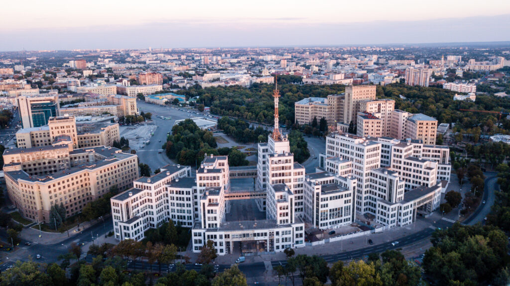 Kharkiv,City,From,The,Sky.,The,Derzhprom,Or,Gosprom,Building Коаліція КОХА Харків